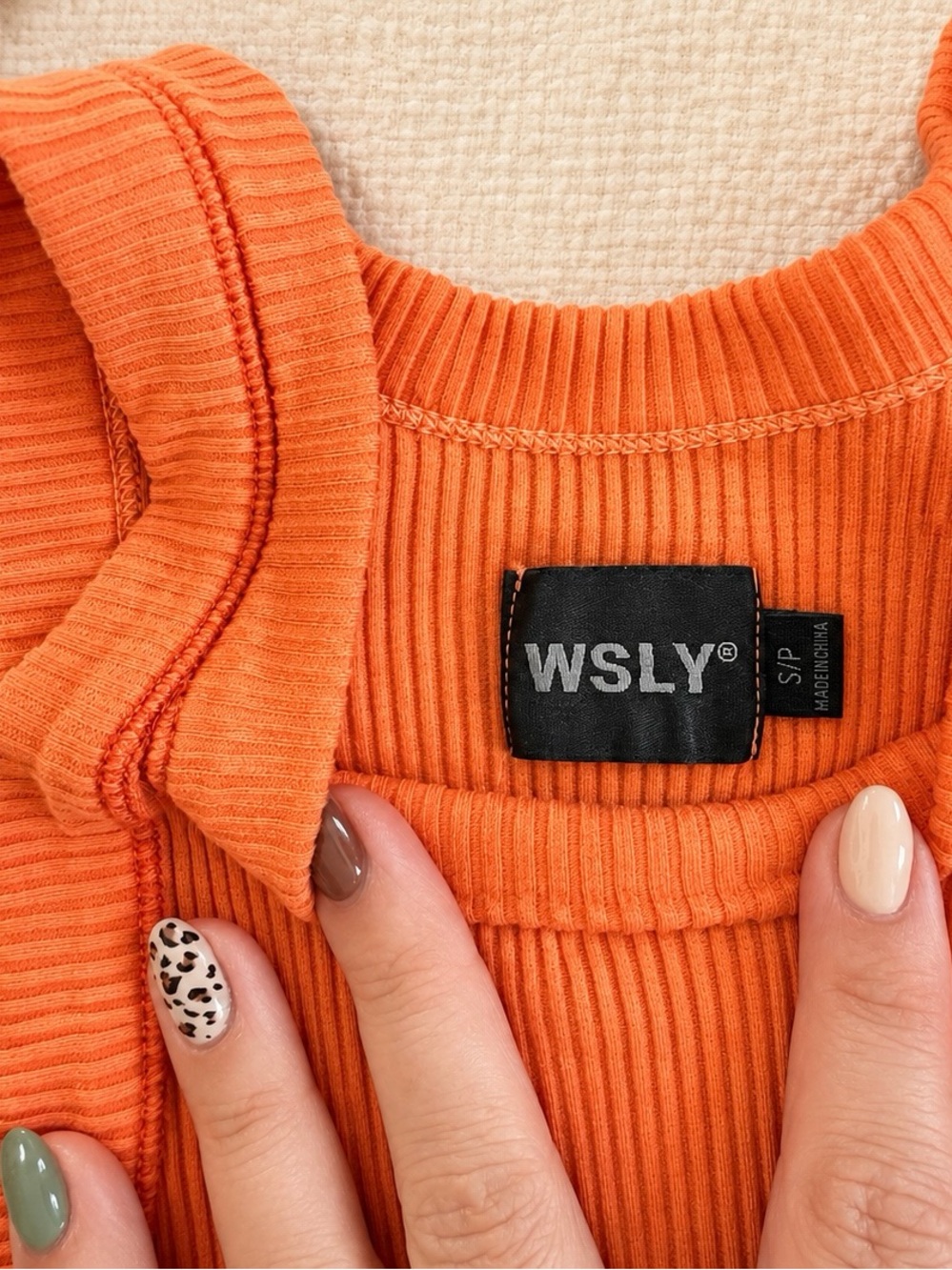 WSLY Ribbed Racerback Tank Top - Bright Orange - Picture 3 of 3